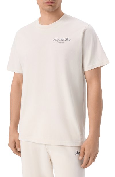 Хлопковая футболка SPORTY AND RICH кремового цвета по цене 12150 руб., арт. T011976269WH37, фото 3 Хлопковая футболка SPORTY AND RICH, арт. T011976269WH37, фото 3