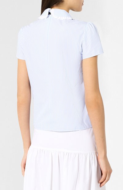 Блузка с короткими рукавами REDVALENTINO голубого цвета по цене 17700 руб., арт. RR0AAA50/EZL, фото 4 Блузка с короткими рукавами REDVALENTINO, арт. RR0AAA50/EZL, фото 4
