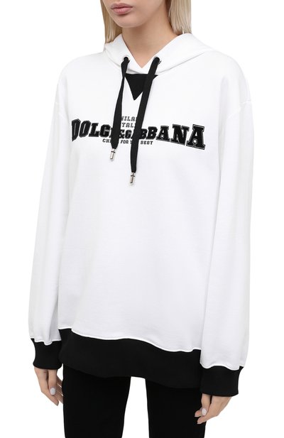 Хлопковое худи DOLCE & GABBANA белого цвета по цене 78600 руб., арт. F9I51T/G7XDP, фото 3 Хлопковое худи DOLCE & GABBANA, арт. F9I51T/G7XDP, фото 3