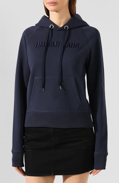 Хлопковое худи HELMUT LANG темно-синего цвета по цене 37750 руб., арт. J07DW503, фото 3 Хлопковое худи HELMUT LANG, арт. J07DW503, фото 3