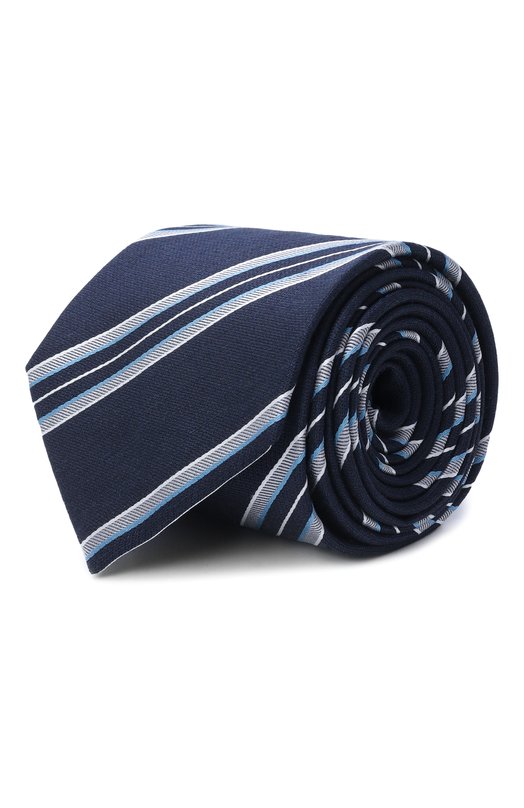 Галстук из шелка и льна Brioni 061D00/PD486 Синий 061D00/PD486