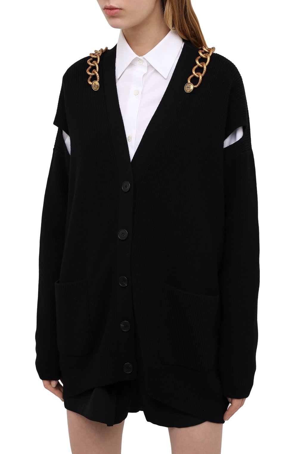 Кардиган из шерсти и кашемира GIVENCHY черного цвета по цене 160500 руб., арт. BW90C84Z8R, фото 3 Кардиган из шерсти и кашемира GIVENCHY, арт. BW90C84Z8R, фото 3