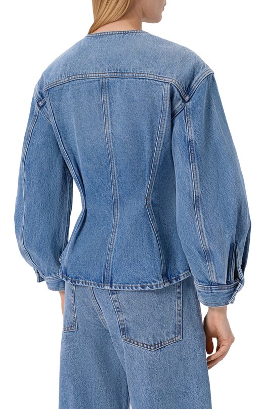 Джинсовая куртка The Nipped Collarless Frame Denim 8039210/THE NIPPED C0LLARLESS JACKET Голубой  8039210/THE NIPPED C0LLARLESS JACKET Фото 4