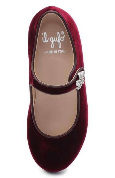 Бархатные балетки IL GUFO бордового цвета по цене 22700 руб., арт. G285/VELLUT0 ACC0PP/27-30, фото 4 Бархатные балетки IL GUFO, арт. G285/VELLUT0 ACC0PP/27-30, фото 4