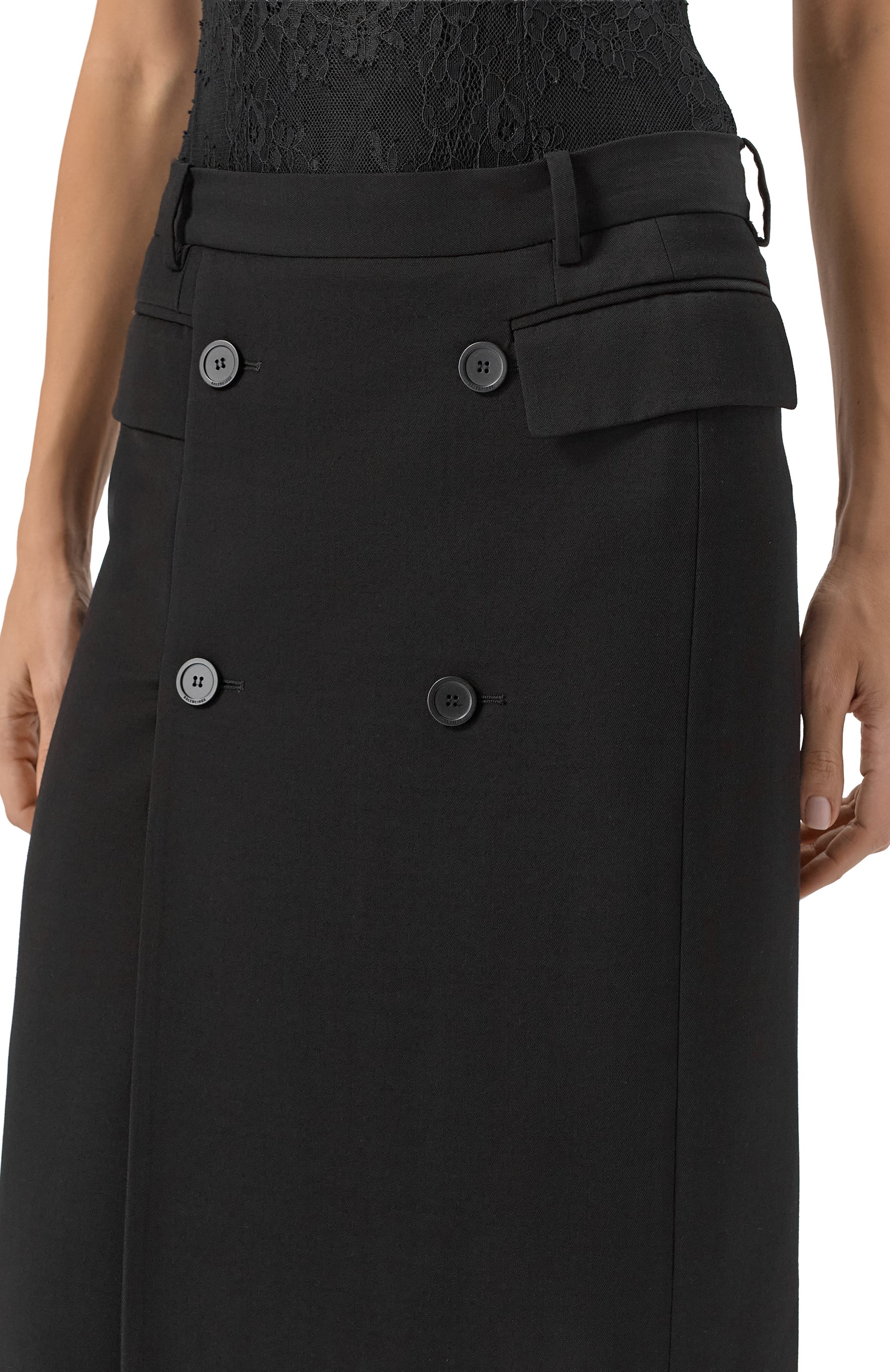 Юбка из вискозы и шерсти BALENCIAGA черного цвета по цене 189000 руб., арт. 838768/TRT01, фото 5 Юбка из вискозы и шерсти BALENCIAGA, арт. 838768/TRT01, фото 5