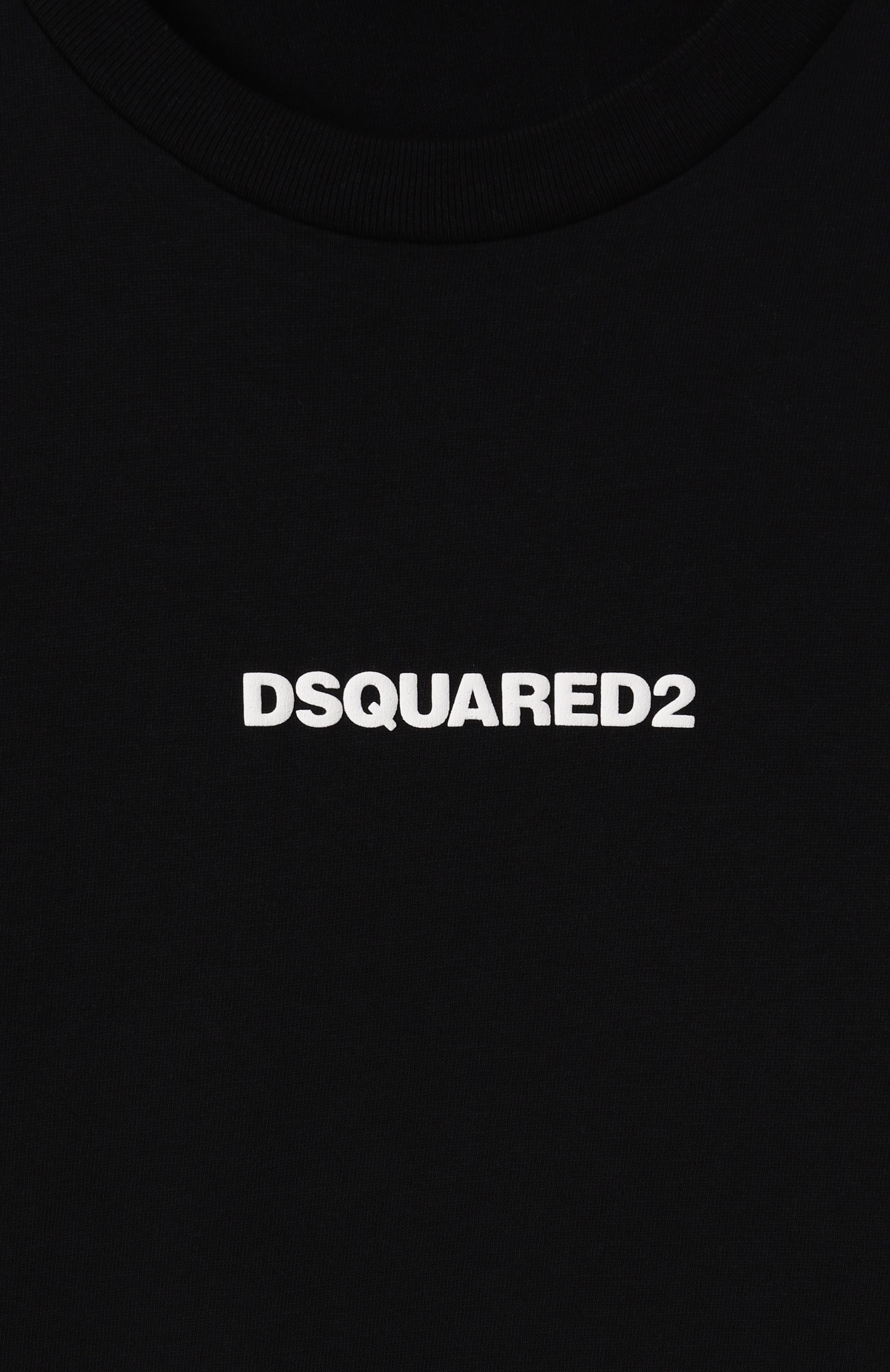 Хлопковая футболка DSQUARED2 черного цвета по цене 9680 руб., арт. DQ2823/D004G, фото 3 Хлопковая футболка DSQUARED2, арт. DQ2823/D004G, фото 3