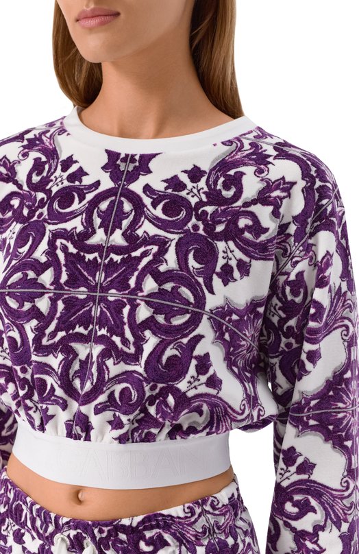 Хлопковый свитшот Dolce & Gabbana F9R09T/HJMP9 Фиолетовый  F9R09T/HJMP9 Фото 5