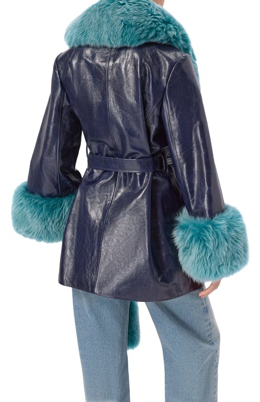 Кожаная куртка Chloé CH25ACM38209 Синий  CH25ACM38209 Фото 4