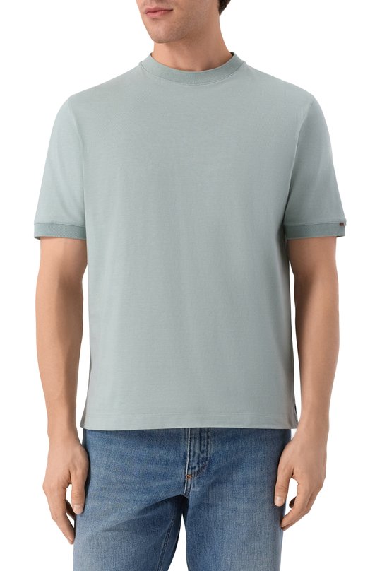 Хлопковая футболка Canali T0930/MJ02435 Голубой  T0930/MJ02435 Фото 3