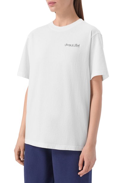 Хлопковая футболка SPORTY AND RICH белого цвета по цене 12150 руб., арт. T011975325WH01, фото 3 Хлопковая футболка SPORTY AND RICH, арт. T011975325WH01, фото 3