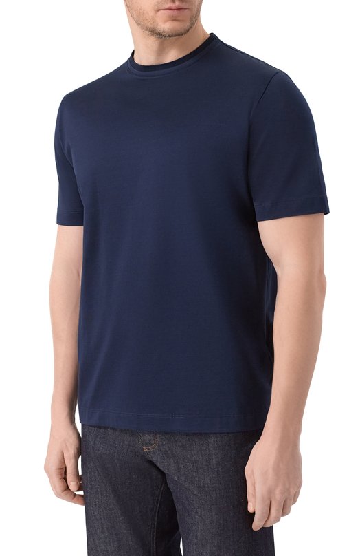Хлопковая футболка Canali T0922/MJ00002 Синий  T0922/MJ00002 Фото 3