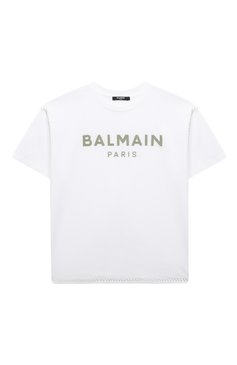 Де�тская хлопковая футболка BALMAIN белого цвета, арт. BT8Q11 | Фото 1 (Рукава: Короткие; Материал сплава: Проставлено; Материал внешний: Хлопок; Мальчики Кросс-КТ: Футболка-одежда; Драгоценные камни: Проставлено; Ростовка одежда: 10 - 11 лет | 140 - 146см, 12 лет | 152 см, 13 - 15 лет | 158 см, 6 лет | 116 см, 8 лет | 128 см)