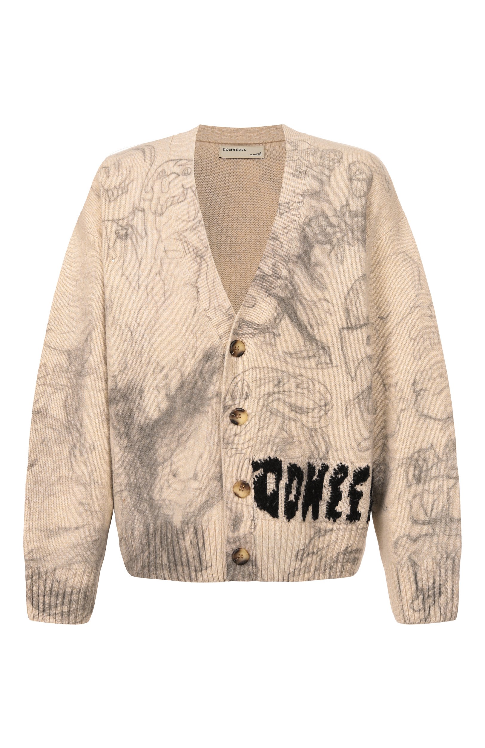 Шерстяной кардиган DOMREBEL, арт. M DRAWINGS/KNIT CARDIGAN, фото 1