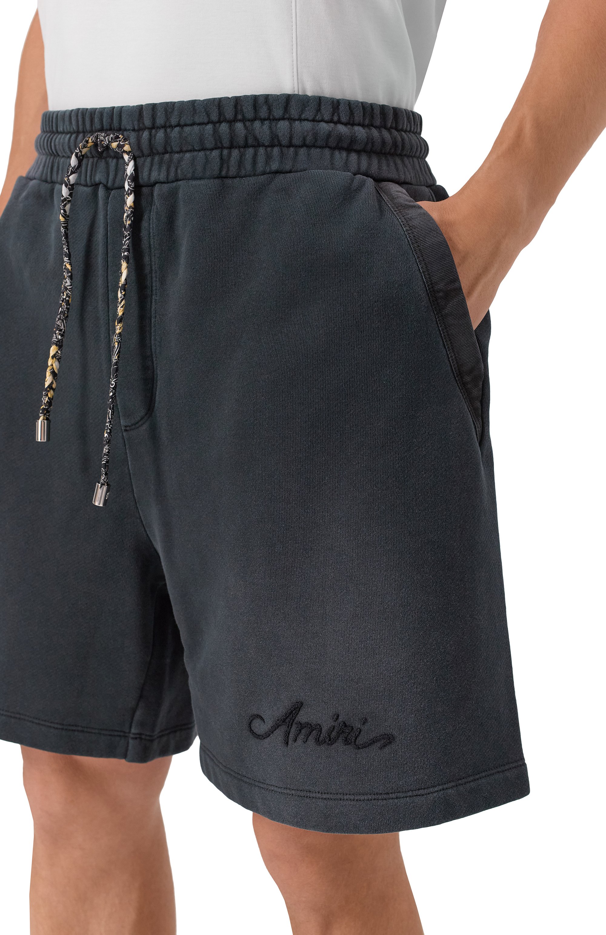 Хлопковые шорты AMIRI темно-серого цвета по цене 88800 руб., арт. AMJYSH1044, фото 5 Хлопковые шорты AMIRI, арт. AMJYSH1044, фото 5