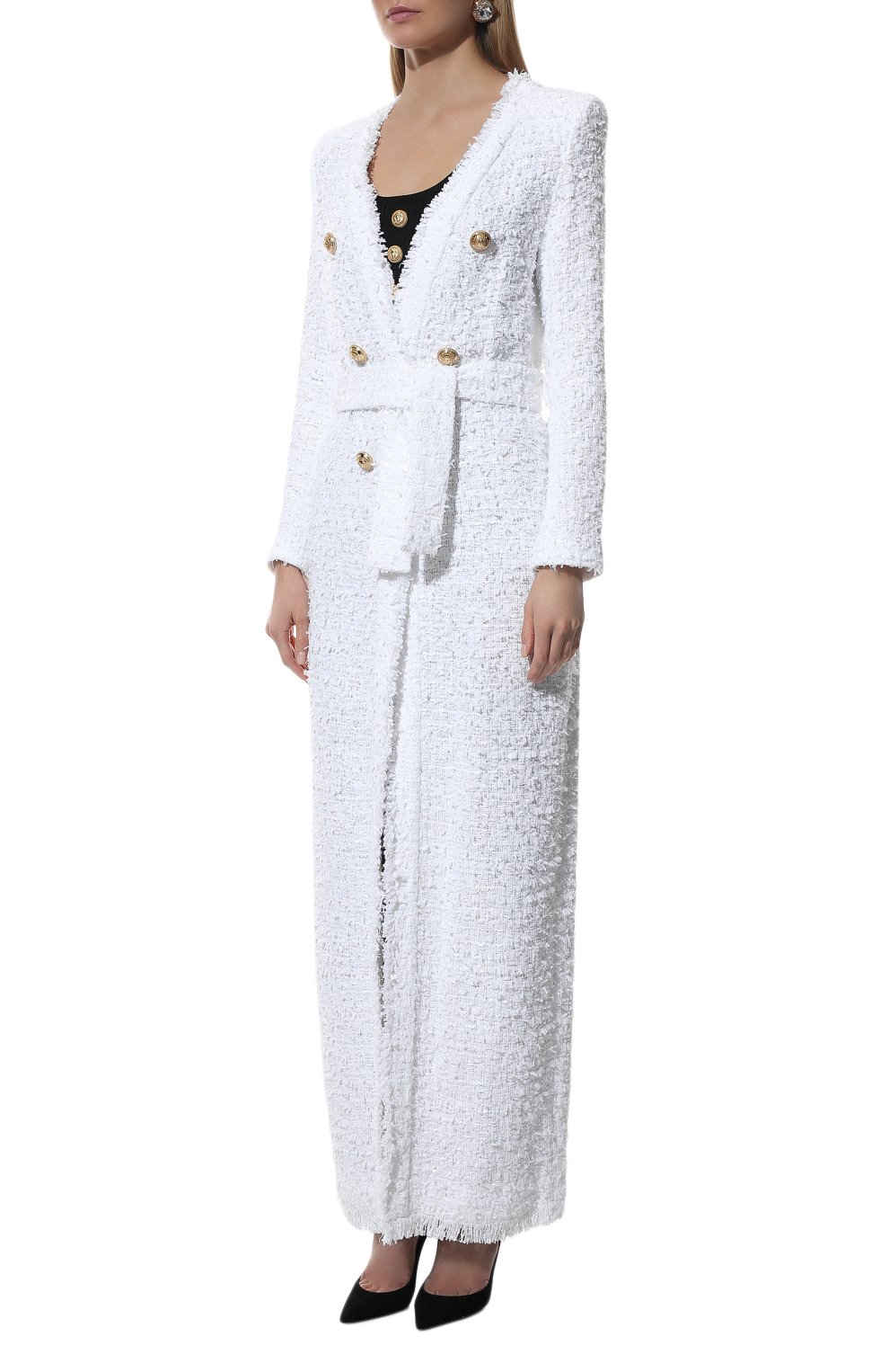 Пальто из хлопка и вискозы BALMAIN белого цвета по цене 322000 руб., арт. XF1UE001/CB76, фото 3 Пальто из хлопка и вискозы BALMAIN, арт. XF1UE001/CB76, фото 3