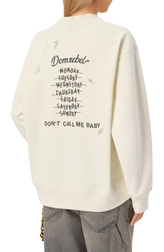 Хлопковый свитшот DOMREBEL CALL ME SWEATSHIRT Кремовый  CALL ME SWEATSHIRT Фото 4