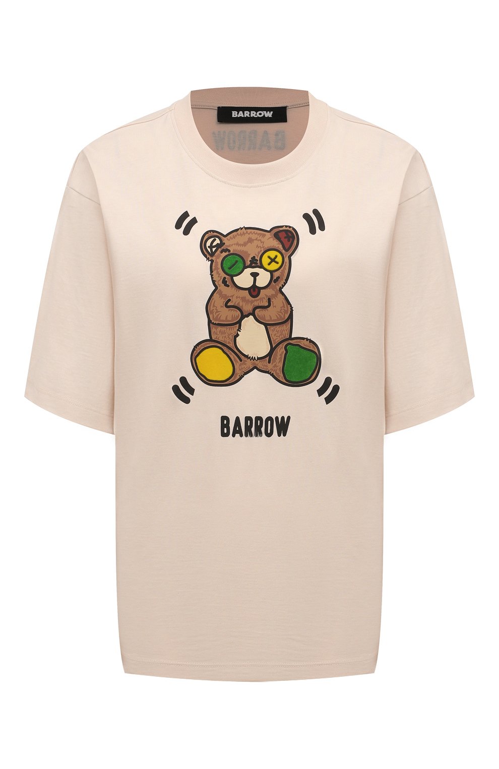 Хлопковая футболка BARROW кремового цвета по цене 12350 руб., арт. F4BWW0TH080, фото 1 Хлопковая футболка BARROW, арт. F4BWW0TH080, фото 1