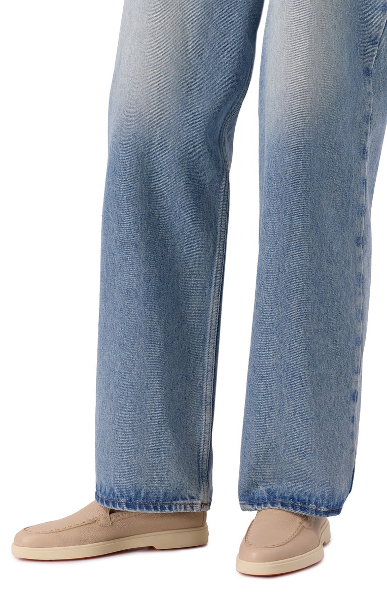 Женские кожаные лоферы SANTONI бежевого цвета, арт. WUYG71436TISSWKA | Фото 3 (Подошва: Платформа; Драгоценные камни: Проставлено; Каблук высота: Низкий; Материал сплава: Проставлено; Материал внешний: Натуральная кожа; Материал внутренний: Натуральная кожа)