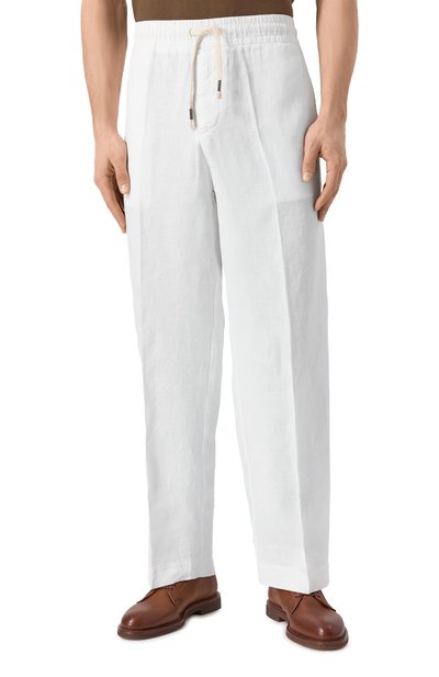 Льняные брюки INLINUM белого цвета по цене 29950 руб., арт. PAJAMA18, фото 3 Льняные брюки INLINUM, арт. PAJAMA18, фото 3