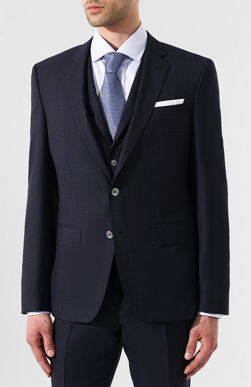 Шерстяной костюм-тройка BOSS синего цвета по цене 74000 руб., арт. 50412061, фото 2 Шерстяной костюм-тройка BOSS, арт. 50412061, фото 2