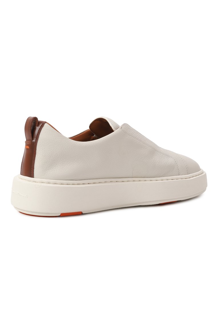 Женские кожаные кеды SANTONI молочного цвета, арт. WBCG61323BARTLLK | Фото 5 (Драгоценные камни: Проставлено; Материал внешний: Натуральная кожа; Материал сплава: Проставлено; Подошва: Платформа; Стили: Кэжуэл; Кросс-КТ: Низкие; Материал утеплителя: Без утеплителя)