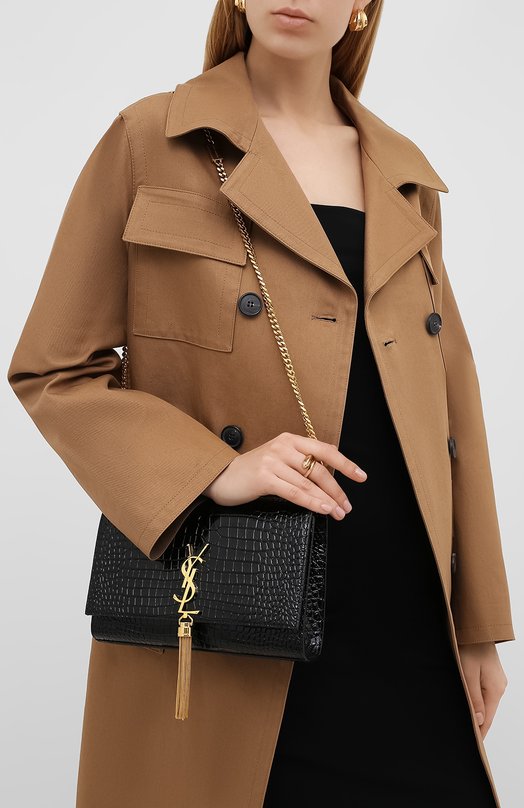 Сумка Monogram с тиснением под крокодила Saint Laurent 354119/DND0J Чёрный  354119/DND0J Фото 2