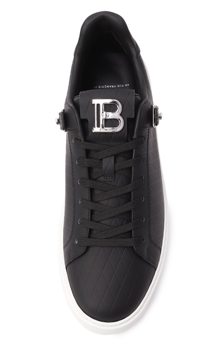 Мужские кожаные кеды b-court b-buzz BALMAIN черного цвета, арт. EM1VI370/LCGD | Фото 6 (Материал внешний: Натуральная кожа; Материал внутренний: Натуральная кожа; Подошва: Массивная; Стили: Классический; Кросс-КТ: Низкие; Материал утеплителя: Без утеплителя)