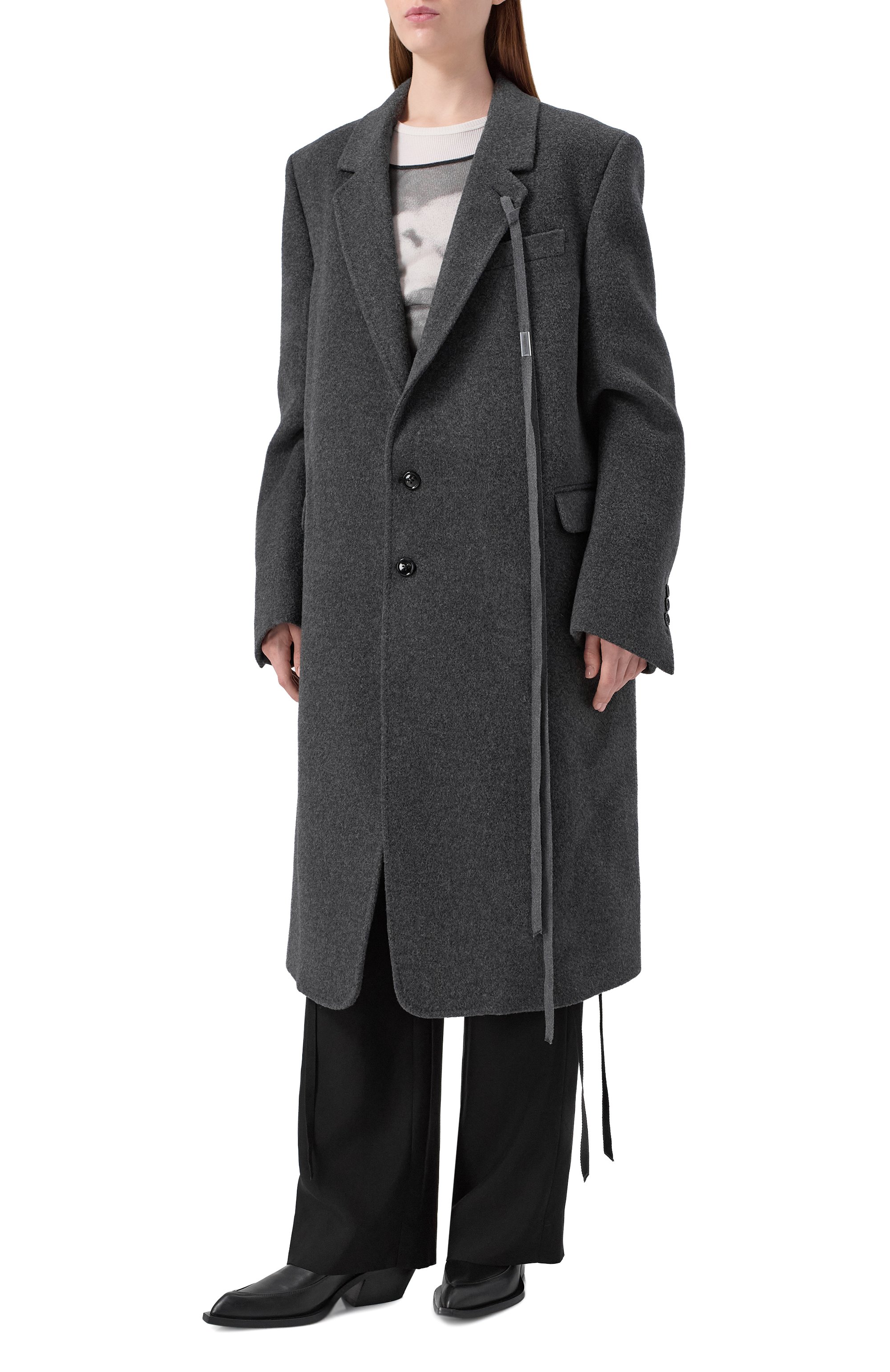 Шерстяное пальто ANN DEMEULEMEESTER, арт. B0010184/FA510, фото 3