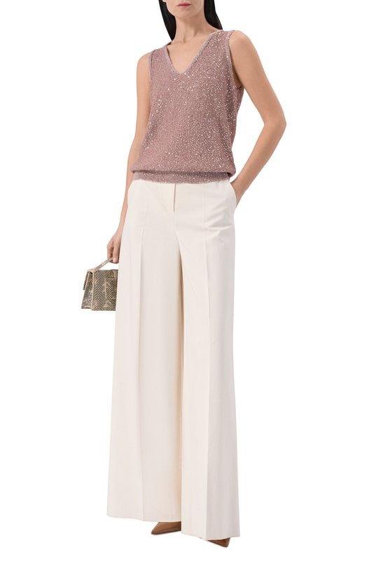 Топ с отделкой пайетками Weekend Max Mara WKDTEMP0 Розовый  WKDTEMP0 Фото 2