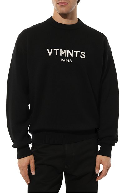 Шерстяной свитшот VTMNTS черного цвета по цене 87800 руб., арт. VL18KN100W, фото 3 Шерстяной свитшот VTMNTS, арт. VL18KN100W, фото 3