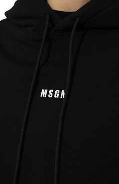 Женский хлопковое худи MSGM черного цвета, арт. 2000MDM509 200001 | Фото 5 (Рукава: Длинные; Длина (для топов): Стандартные; Материал сплава: Проставлено; Ма�териал внешний: Хлопок; Стили: Спорт-шик; Женское Кросс-КТ: Худи-одежда; Драгоценные камни: Проставлено)