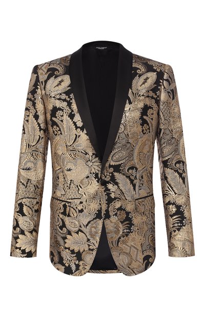 Однобортный пиджак DOLCE & GABBANA золотого цвета по цене 382500 руб., арт. G2JP9T/HJMAH, фото 1 Однобортный пиджак DOLCE & GABBANA, арт. G2JP9T/HJMAH, фото 1