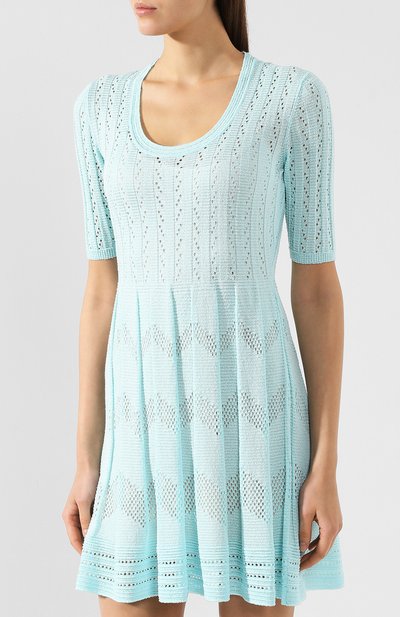 Платье из смеси вискозы и хлопка M MISSONI бирюзового цвета по цене 39950 руб., арт. 2DG00035/2K000E, фото 3 Платье из смеси вискозы и хлопка M MISSONI, арт. 2DG00035/2K000E, фото 3