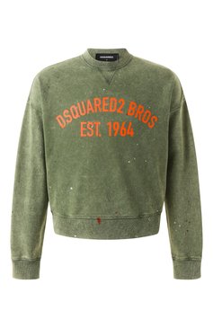 Мужской хлопковый свитшот DSQUARED2 хаки цвета, арт. S74GU0847/S25030 | Фото 1 (Драгоценные камни: Проставлено; Материал сплава: Проставлено; Длина (для топов): Стандартные; Рукава: Длинные; Принт: С принтом; Мужское Кросс-КТ: свитшот-одежда; Стили: Кэжуэл; Материал внешний: Хлопок)