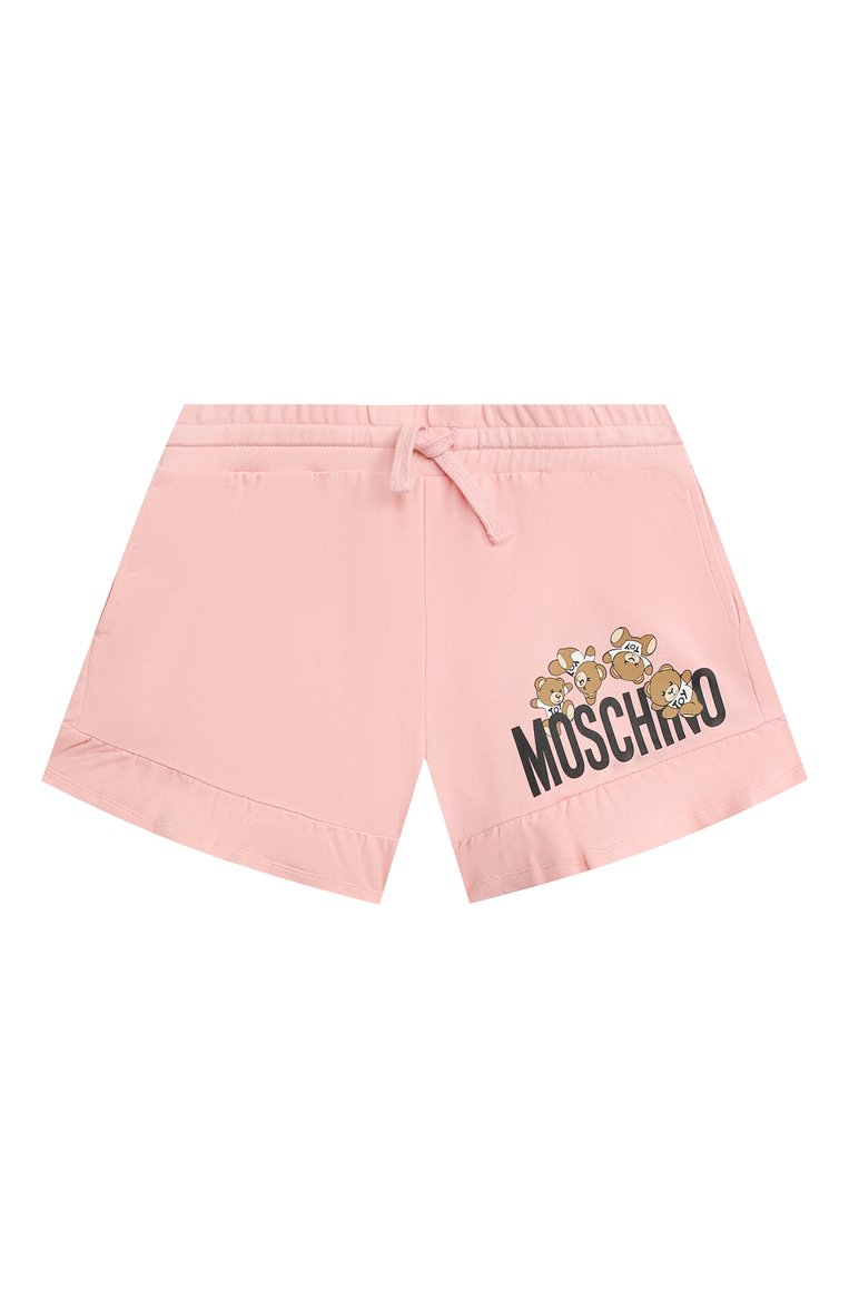 Детские хлопковые шорты MOSCHINO светло-розового цвета, арт. HDQ014/LDA00/4-8 | Фото 1 (Материал внешний: Хлопок; Нос: Не проставлено; Материал сплава: Проставлено; Случай: Повседневный; Ростовка одежда: 4 года | 104 см, 5 лет | 110 см, 6 лет | 116 см, 8 лет | 128 см)