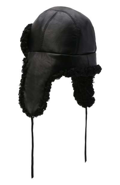 Кожаная шапка-ушанка с отделкой из меха каракульчи FURLAND, арт. 0017103910092100000, фото 2