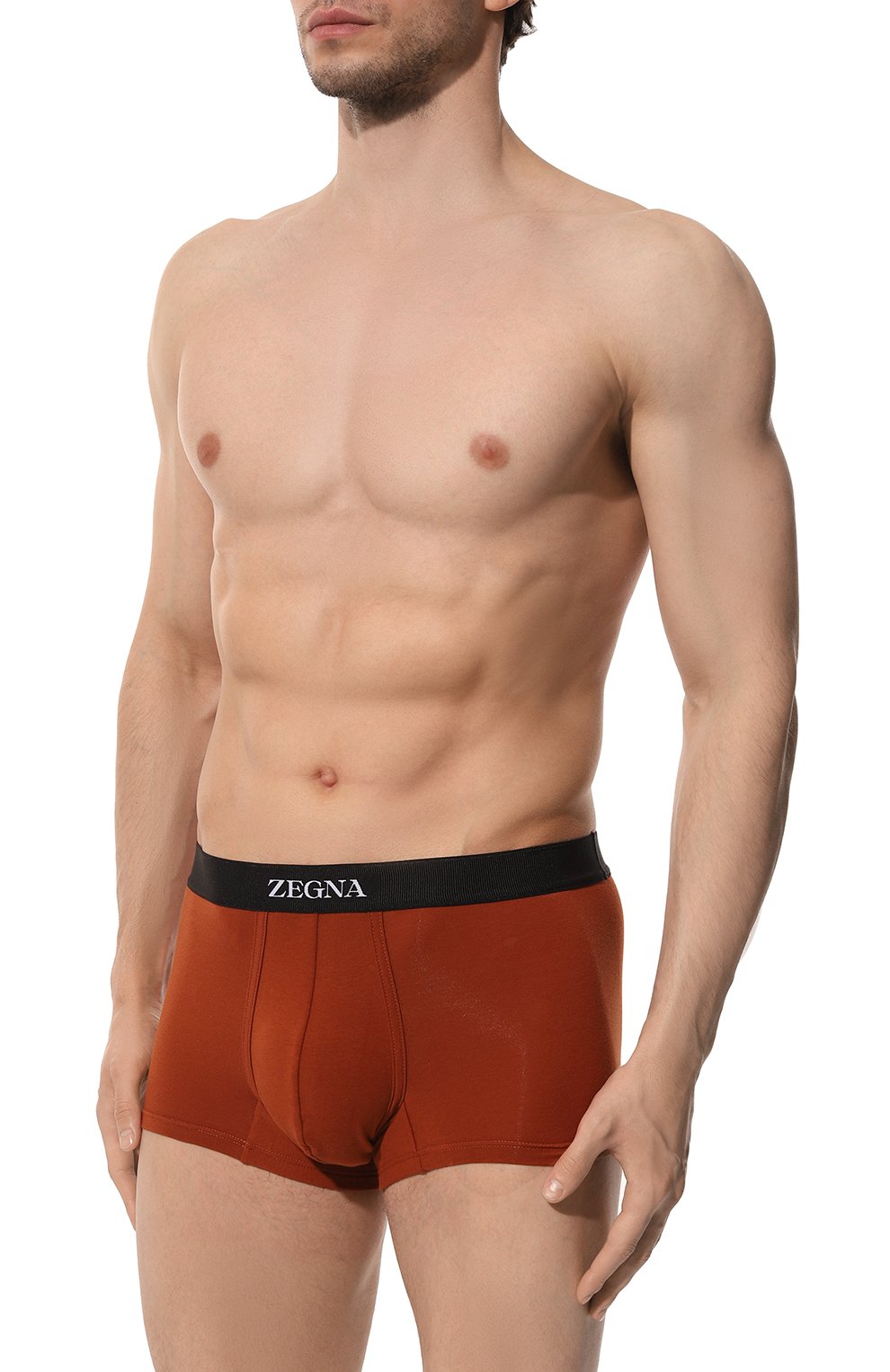 Хлопковые боксеры ZEGNA коричневого цвета по цене 10500 руб., арт. N3LC61680, фото 2 Хлопковые боксеры ZEGNA, арт. N3LC61680, фото 2