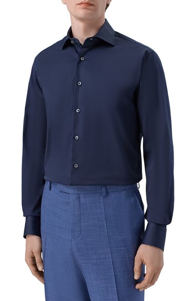 Хлопковая сорочка ALESSANDRO GHERARDI темно-синего цвета по цене 41050 руб., арт. BP1-3G-7T/M009, фото 3 Хлопковая сорочка ALESSANDRO GHERARDI, арт. BP1-3G-7T/M009, фото 3