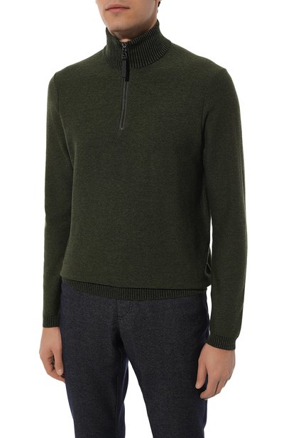 Джемпер из шерсти и хлопка BOGNER хаки цвета по цене 39500 руб., арт. 88482807, фото 3 Джемпер из шерсти и хлопка BOGNER, арт. 88482807, фото 3