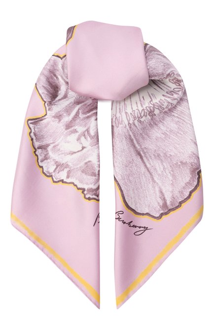Женский шелковый платок BURBERRY розового цвета, арт. 8108328 | Фото 1 (Нос: Не проставлено; Материал: Текстиль, Шелк; Материал сплава: Проставлено)