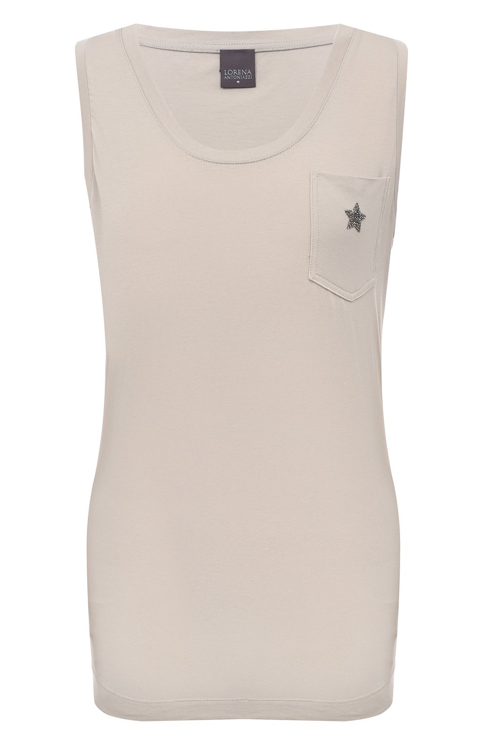 Хлопковая майка LORENA ANTONIAZZI светло-бежевого цвета по цене 16500 руб., арт. P2308TS21A/9999, фото 1 Хлопковая майка LORENA ANTONIAZZI, арт. P2308TS21A/9999, фото 1