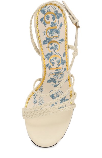 Кожаные босоножки с плетением на шпильке GUCCI, арт. 512432/C9D00, фото 5