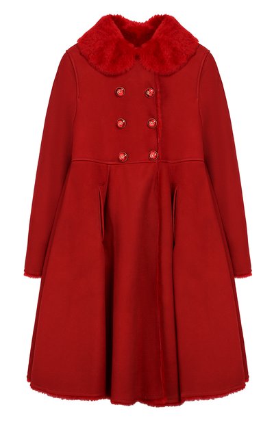Дубленка из овчины DOLCE & GABBANA красного цвета по цене 223000 руб., арт. L53C44/FUP2K/8-14, фото 1 Дубленка из овчины DOLCE & GABBANA, арт. L53C44/FUP2K/8-14, фото 1