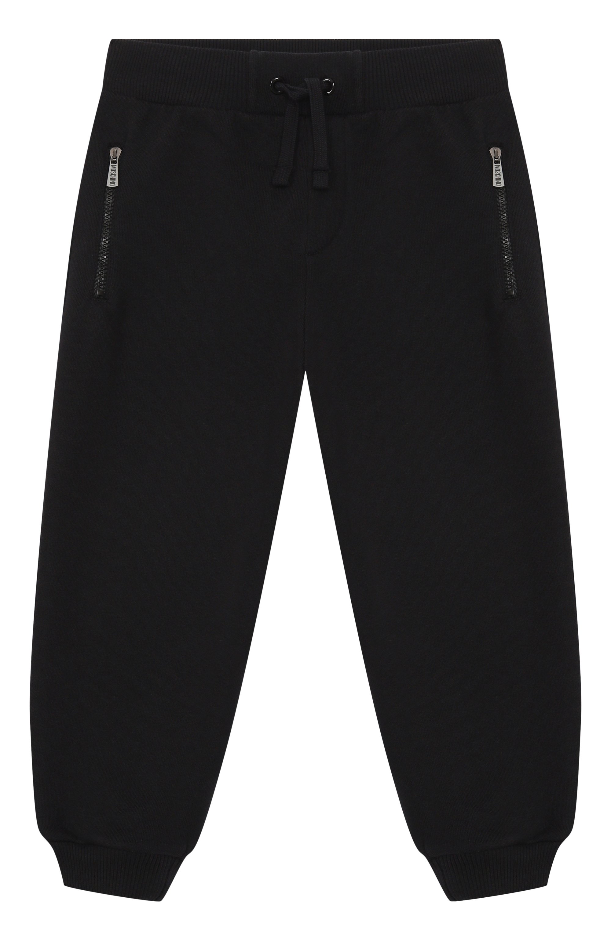 Хлопковые джоггеры MOSCHINO черного цвета по цене 19300 руб., арт. HUP08L/LCA77/10-14, фото 1 Хлопковые джоггеры MOSCHINO, арт. HUP08L/LCA77/10-14, фото 1