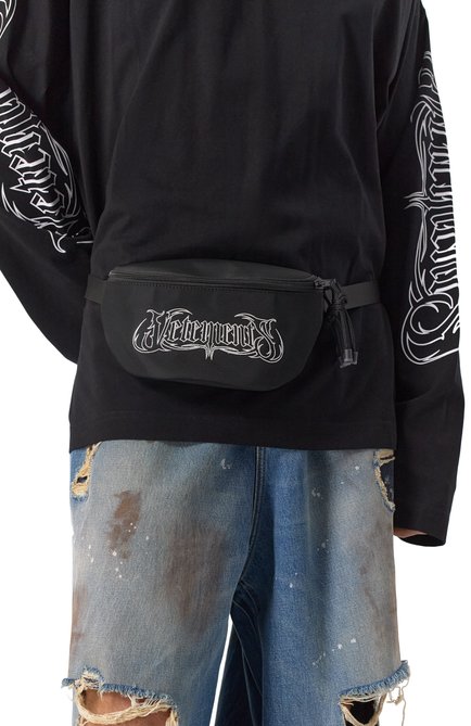 Мужская поясная сумка VETEMENTS черного цвета, арт. UA66BA120B | Фото 2 (Драгоценные камни: Проставлено; Материал сплава: Проставлено; Размер: small; Материал: Текстиль)