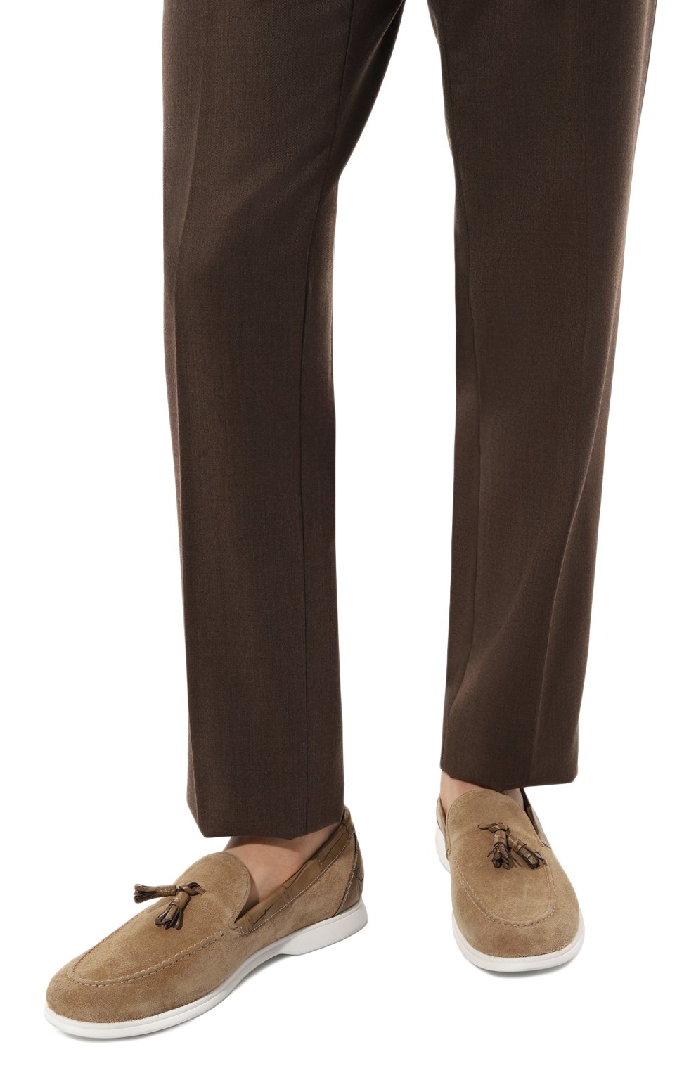 Лоферы с отделкой из кожи аллигатора KITON темно-бежевого цвета по цене 152000 руб., арт. USSA076N00978, фото 3 Лоферы с отделкой из кожи аллигатора KITON, арт. USSA076N00978, фото 3