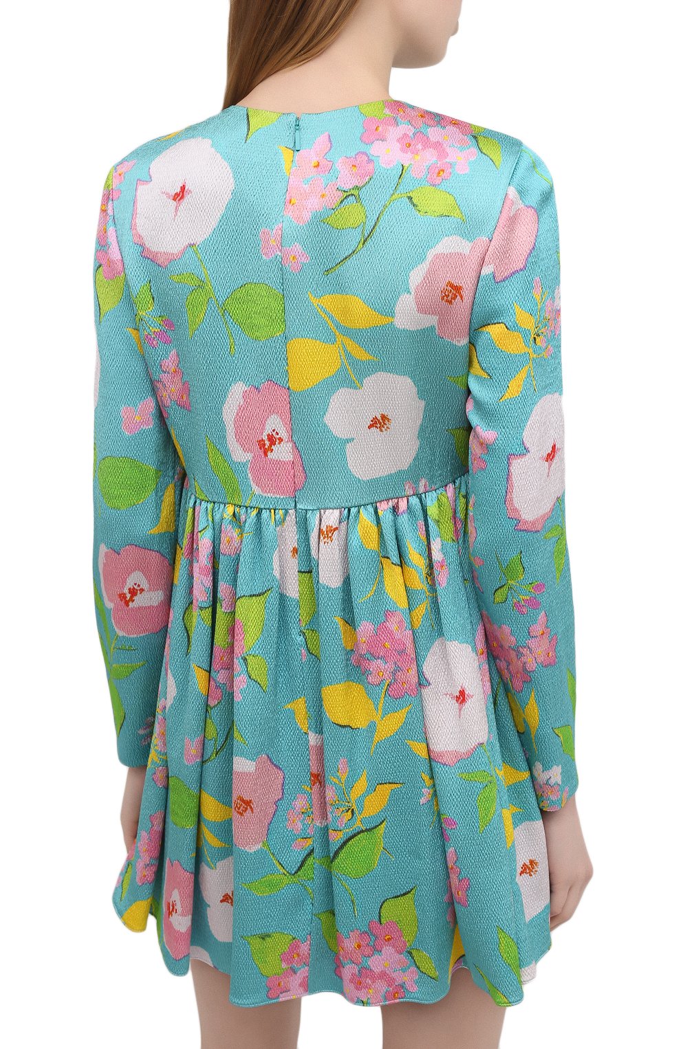 Платье из вискозы SAINT LAURENT бирюзового цвета по цене 231500 руб., арт. 652176/Y5C62, фото 4 Платье из вискозы SAINT LAURENT, арт. 652176/Y5C62, фото 4