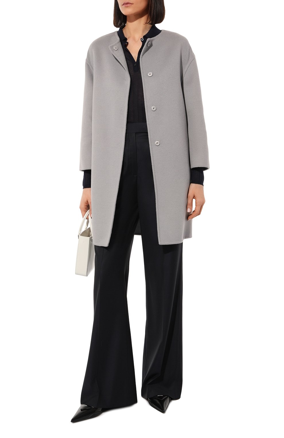 Шерстяное пальто PRADA серого цвета по цене 375000 руб., арт. P6734-03H-F0846-122, фото 2 Шерстяное пальто PRADA, арт. P6734-03H-F0846-122, фото 2