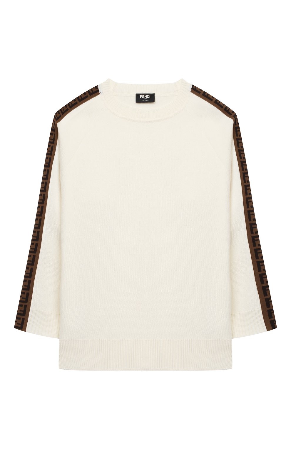 Шерстяной пуловер FENDI белого цвета по цене 84400 руб., арт. JUG003/A8L9/8A-12+, фото 1 Шерстяной пуловер FENDI, арт. JUG003/A8L9/8A-12+, фото 1