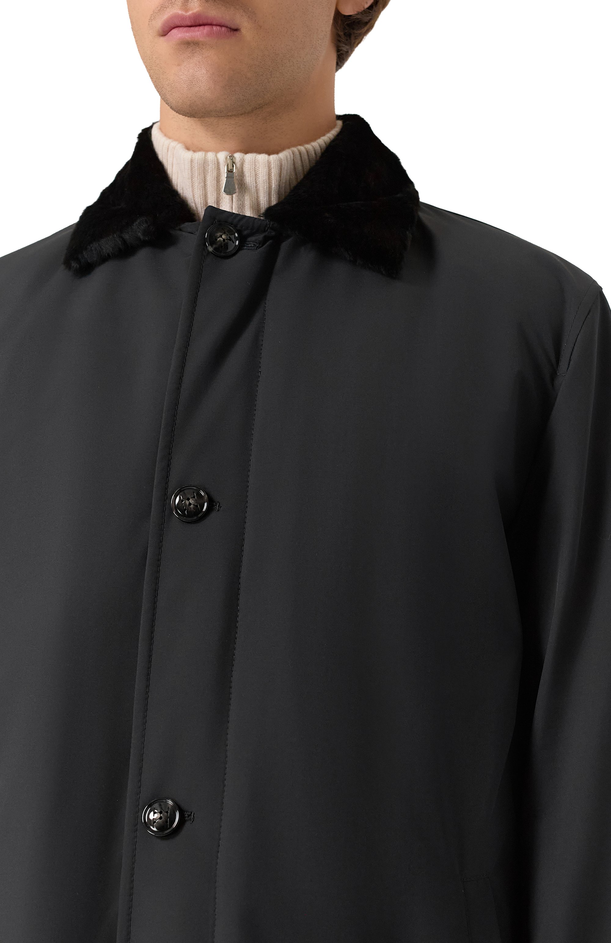 Пальто с подкладкой из овчины KITON черного цвета по цене 1890000 руб., арт. UW2186AV0402H20, фото 5 Пальто с подкладкой из овчины KITON, арт. UW2186AV0402H20, фото 5
